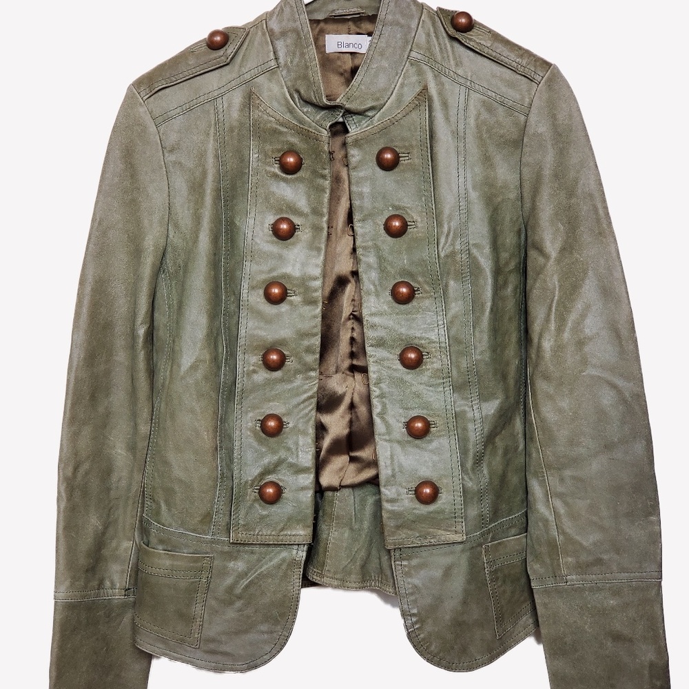Bianco - 100% Leather Military-Style Jacket - 38